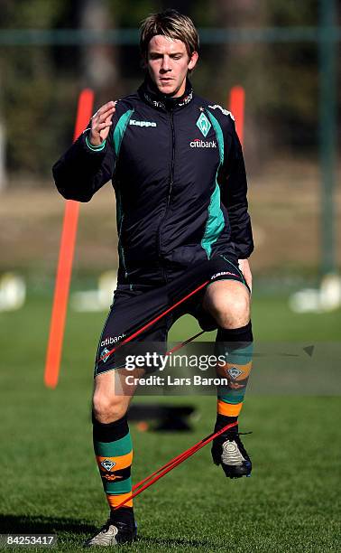 Peter Niemeyer trains during a training session during day five of Werder Bremen training camp on January 12, 2009 in Belek, Turkey.