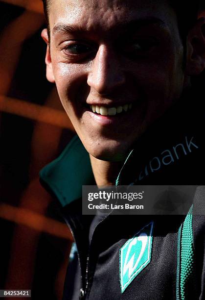 Mesut Oezil smiles during a training session during day five of Werder Bremen training camp on January 12, 2009 in Belek, Turkey.