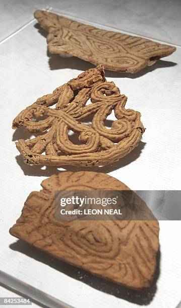 8th Century Pastry food offerings from the Astana Xinjiang area of China are displayed at the "China: Journey to the East" exhibition at the British...