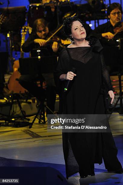 Singer Antonella Ruggiero performs live at "Che Tempo Che Fa Tv Show - Fabrizio De Andre Special" held at Rai Studios on January 11, 2009 in Milan,...