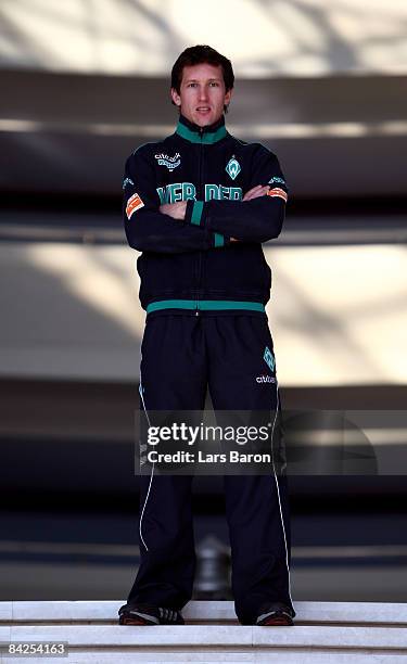 Frank Baumann poses for a picture session during day five of Werder Bremen training camp on January 12, 2009 in Belek, Turkey.