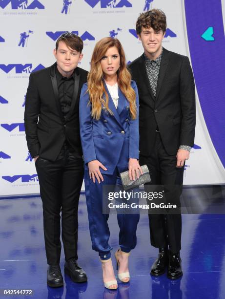 Graham Sierota, Sydney Sierota and Noah Sierota of Echosmith arrive at the 2017 MTV Video Music Awards at The Forum on August 27, 2017 in Inglewood,...