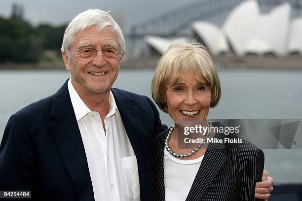 Sir Michael Parkinson and wife Lady Mary Parkinson attend the opening night of the St George OpenAir Cinema at Mrs Macquarie's Point on January 12,...