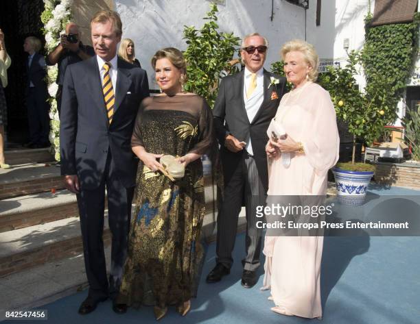 Enrique of Luxemburgo and Maria Teresa of Lusemburgo are seen attending the wedding of Marie-Gabrielle of Nassau and Antonius Willms on September 2,...