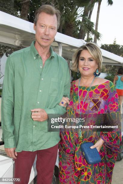 Enrique of Luxemburgo and Maria Teresa of Luxemburgo from The Grand Ducal Family of Luxembourg, are seen having dinner the day before the wedding of...