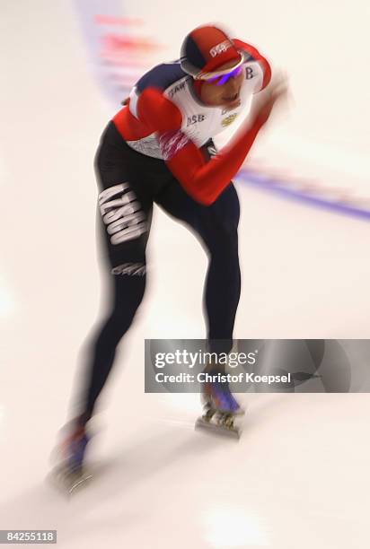 Ivan Skobrev of Russia skates during 10000 meter men of the Essent ISU European Speed Skating Championships at the Thialf Ice Stadium on January 11,...