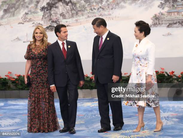 Mexican President's wife Angelica Rivera, Mexican President Enrique Pena Nieto, Chinese President Xi Jinping, his wife Peng Liyuan, Egyptian...