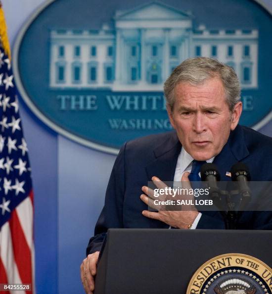 US President George W. Bush speaks durin US President George W. Bush speaks durin