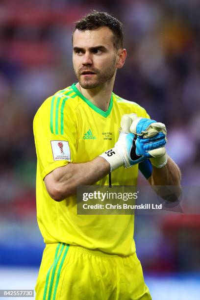 Igor Akinfeev of Russia in action during the FIFA Confederations Cup Russia 2017 Group A match between Russia and Portugal at Spartak Stadium on June...