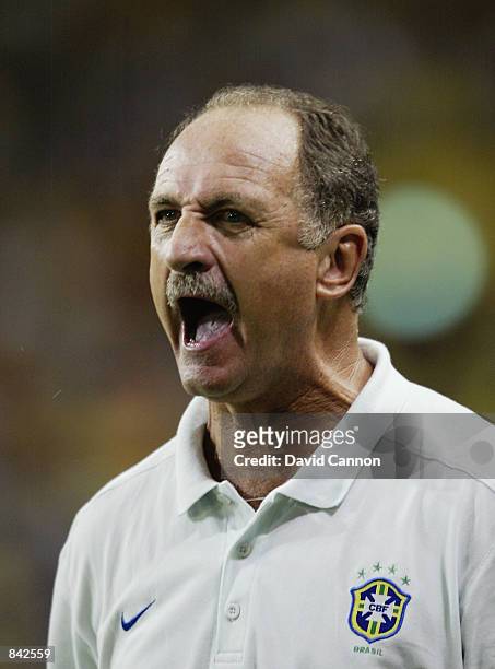 Brazil coach Luis Felipe Scolari loses his cool during the FIFA World Cup Finals 2002 Second Round match between Brazil and Belgium played at the...