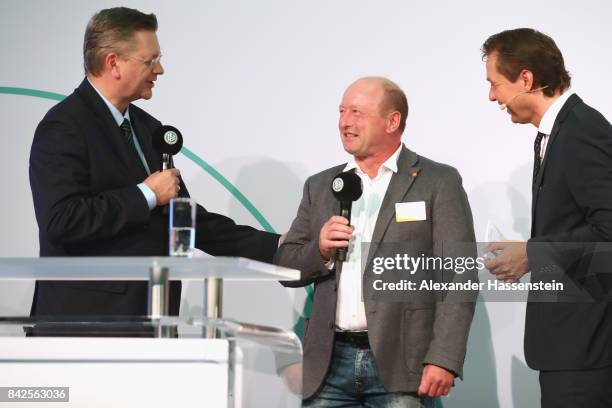 General view duing the Awarding Ceremony at the 20th anniversary of Volunteering for the Club 100 at Mercedes-Benz Museum on September 4, 2017 in...