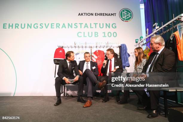 General view duing the Awarding Ceremony at the 20th anniversary of Volunteering for the Club 100 at Mercedes-Benz Museum on September 4, 2017 in...