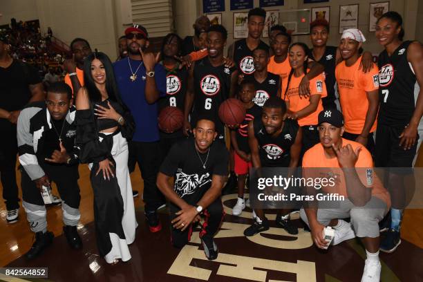 Ludacris pictured with LudaDay basketball team at 2017 LudaDay Celebrity Basketball Game at Morehouse College - Forbes Arena on September 3, 2017 in...