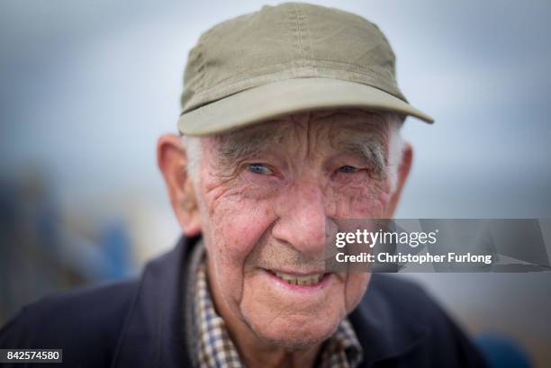 Hartlepool senior citizen Joe Howey, aged 91, pauses for a break during his regular cycle ride along Seaton Carew promenade on September 4, 2017 in...