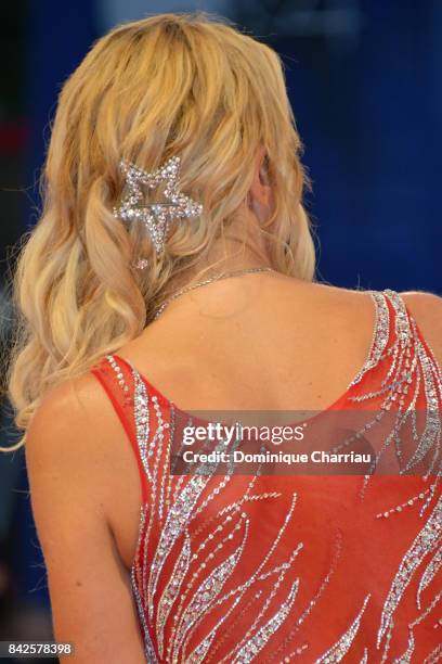 Valeria Marini, fashion detail, walks the red carpet ahead of the 'Three Billboards Outside Ebbing, Missouri' screening during the 74th Venice Film...