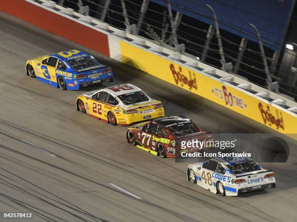 Austin Dillon Richard Childress Racing E15 American Ethanol Chevrolet SS leads a group of cars through the turns during the NASCAR Monster Energy Cup...