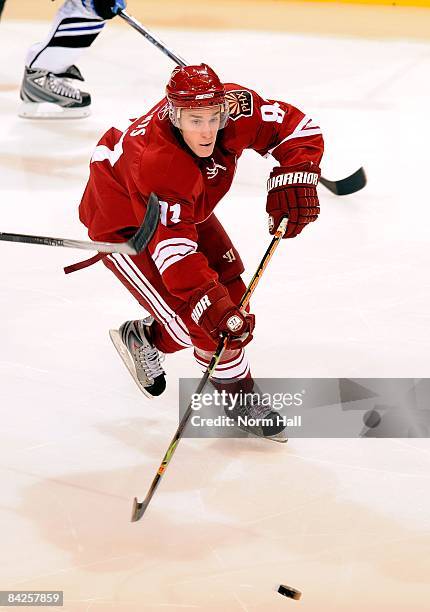 Kyle Turris of the Phoenix Coyotes passes the puck across ice against the Tampa Bay Lightning on January 8, 2009 at Jobing.com Arena in Glendale,...