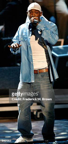 Recording artist Ja Rule performs during rehearsals at the Second Annual BET Awards on June 24, 2002 in Los Angeles, California.