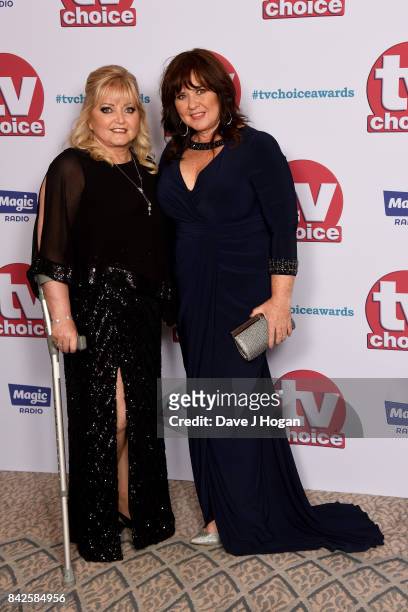 Linda Nolan and Coleen Nolan arrive at the TV Choice Awards at The Dorchester on September 4, 2017 in London, England.