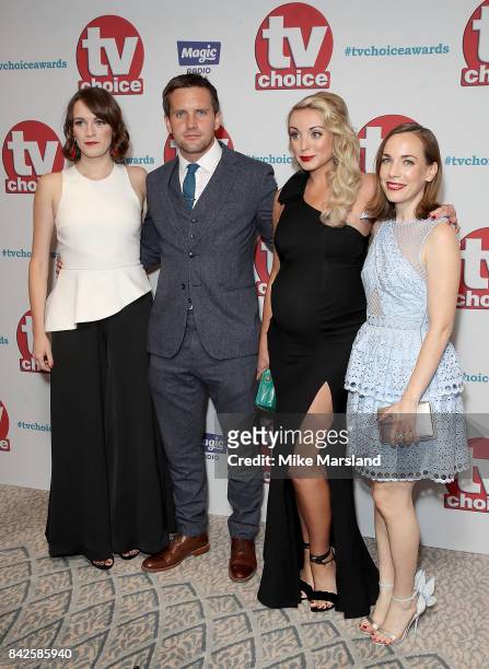 Charlotte Ritchie, Jack Ashton, Helen George and Laura Main arrive for the TV Choice Awards at The Dorchester on September 4, 2017 in London, England.