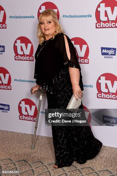 Linda Nolan arrives at the TV Choice Awards at The Dorchester on September 4, 2017 in London, England.