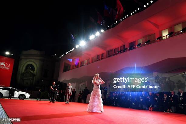 Actress Kirsten Dunst attends the premiere of the movie "Woodshock" presented in the "Cinema nel Giardino" selection at the 74th Venice Film Festival...