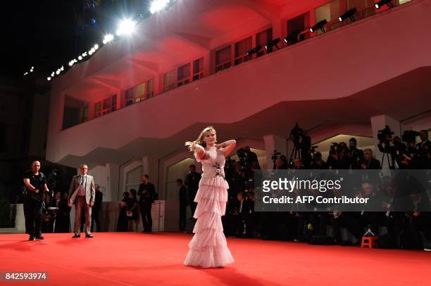 Actress Kirsten Dunst attends the premiere of the movie "Woodshock" presented in the "Cinema nel Giardino" selection at the 74th Venice Film Festival...