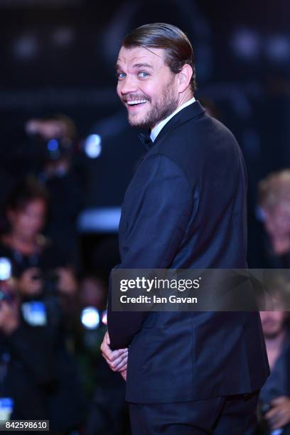 Pilou Asbaek from 'Woodshock' movie walks the red carpet ahead of the 'Three Billboards Outside Ebbing, Missouri' screening during the 74th Venice...