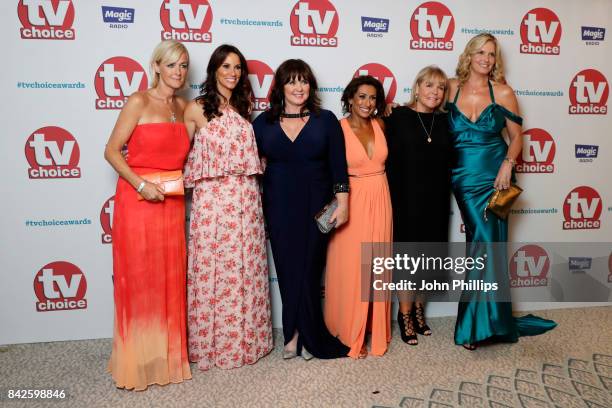 Jane Moore, Andrea McLean, Penny Lancaster, Coleen Nolan and Saira Khan arrives for the TV Choice Awards at The Dorchester on September 4, 2017 in...