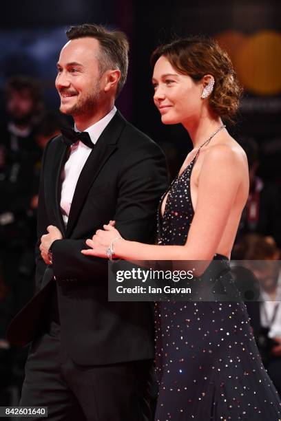 Chief Marketing Officer of Jaeger-LeCoultre Nicolas Sirie and Cristiana Capotondi wearing a Jaeger-LeCoultre watch walk the red carpet ahead of the...