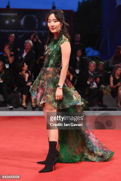 Shini Park walks the red carpet wearing a Jaeger-LeCoultre watch ahead of the 'Three Billboards Outside Ebbing, Missouri' screening during the 74th...