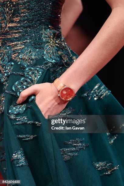 Wei-Ning, Hsu, Jaeger-LeCoultre watch detail, walks the red carpet wearing a Jaeger-LeCoultre watch ahead of the 'Three Billboards Outside Ebbing,...