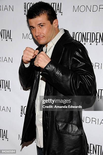 Professional boxer Danny Musico arrives at the Los Angeles Confidential Magazine Pre-Golden Globes Event at Skybar at Mondrian on January 10, 2009 in...