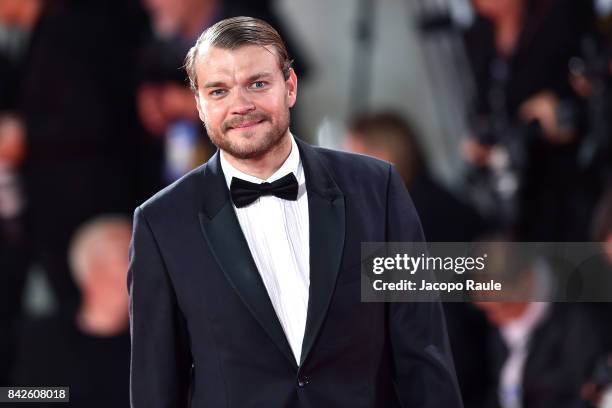 Pilou Asbaek from 'Woodshock' movie walks the red carpet ahead of the 'Three Billboards Outside Ebbing, Missouri' screening during the 74th Venice...