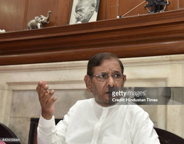 Sharad Yadav during his press conference at his residence on September 4, 2017 in New Delhi, India.