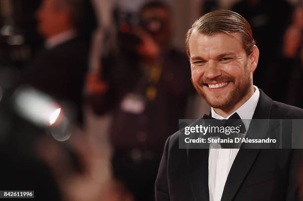 Pilou Asbaek from the movie 'Woodshock' walks the red carpet ahead of the 'Three Billboards Outside Ebbing, Missouri' screening during the 74th...