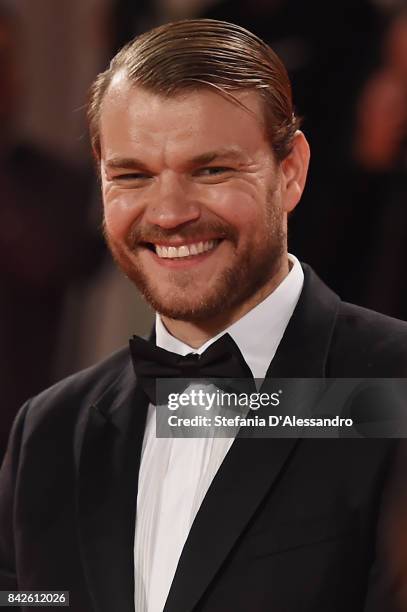 Pilou Asbaek from the movie 'Woodshock' walks the red carpet ahead of the 'Three Billboards Outside Ebbing, Missouri' screening during the 74th...