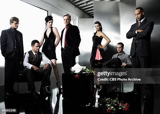 From Left: David McCallum, Michael Weatherly, Pauley Perrette, Mark Harmon, Cote de Pablo, Sean Murray &amp; Rocky Carroll of the CBS series NCIS.