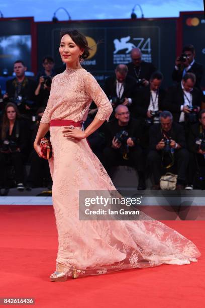 Guest walks the red carpet wearing a Jaeger-LeCoultre watch ahead of the 'Three Billboards Outside Ebbing, Missouri' screening during the 74th Venice...