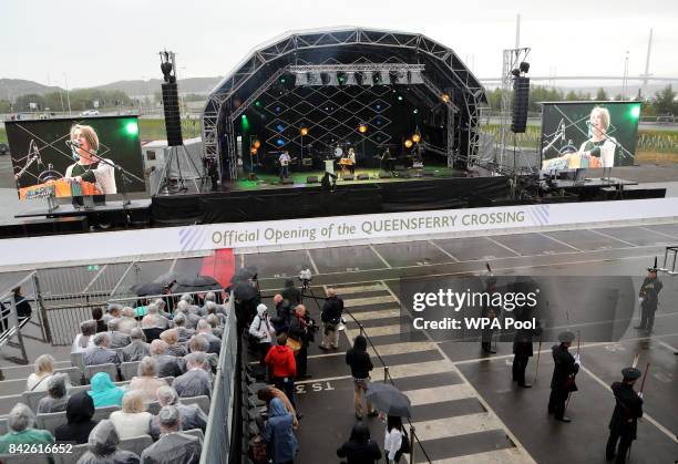 General view of the stage during the official opening of the Queensferry Crossing on September 4, 2017 in South Queensferry, Scotland. Scotland's...