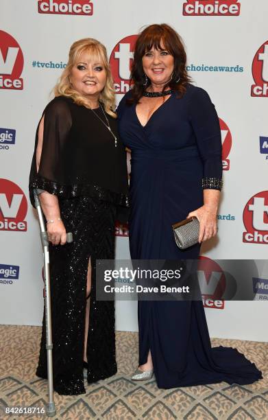 Linda Nolan and Coleen Nolan attend the TV Choice Awards at The Dorchester on September 4, 2017 in London, England.