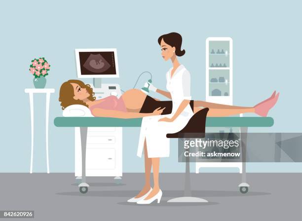 schwangerschaft-ultraschall-screening - menschlicher bauch stock-grafiken, -clipart, -cartoons und -symbole