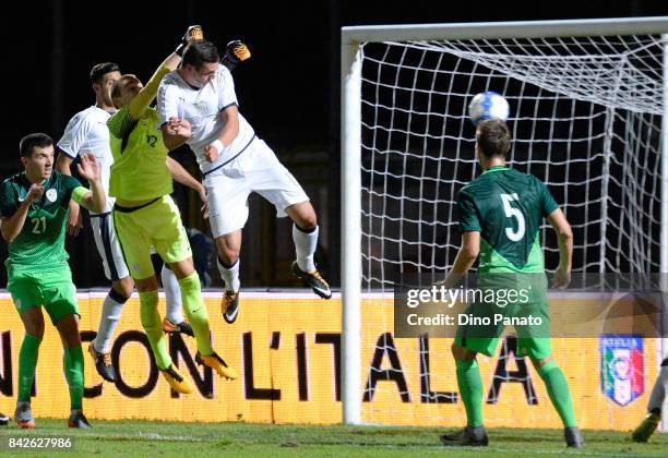 Andrea Favilli of Italy U21 scores his team's second goal during the U21 international friendly match between Italy and Slovenia at Stadio Pier...