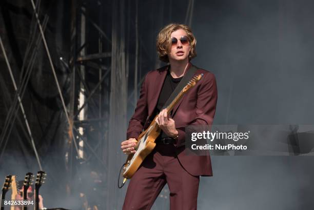 English indie rock band Circa Waves performs on stage during the first day of Reading Festival, Reading on August 25, 2017. The band consists of...