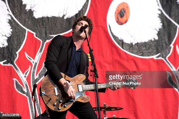 English indie rock band Circa Waves performs on stage during the first day of Reading Festival, Reading on August 25, 2017. The band consists of...