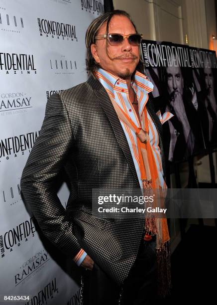 Actor Mickey Rourke attends Los Angeles Confidential Magazine's evening with Mickey Rourke at the London West Hollywood hotel on January 12, 2009 in...