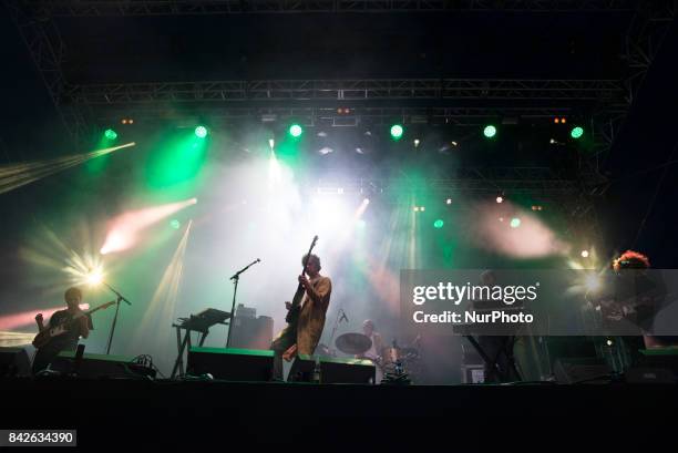 Australian rock band Pond perform live on the third day of Reading Festival, Reading on August 27, 2017. The band currently consists of Nick...