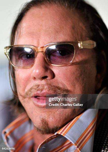 Actor Mickey Rourke attends Los Angeles Confidential Magazine's evening with Mickey Rourke at the London West Hollywood hotel on January 12, 2009 in...