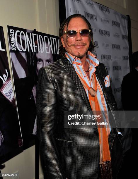 Actor Mickey Rourke attends Los Angeles Confidential Magazine's evening with Mickey Rourke at the London West Hollywood hotel on January 12, 2009 in...