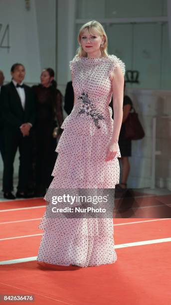 Kirsten Dunst walk the red carpet ahead of the 'Woodshock' screening during the 74th Venice Film Festival in Venice, Italy, on September 4, 2017.